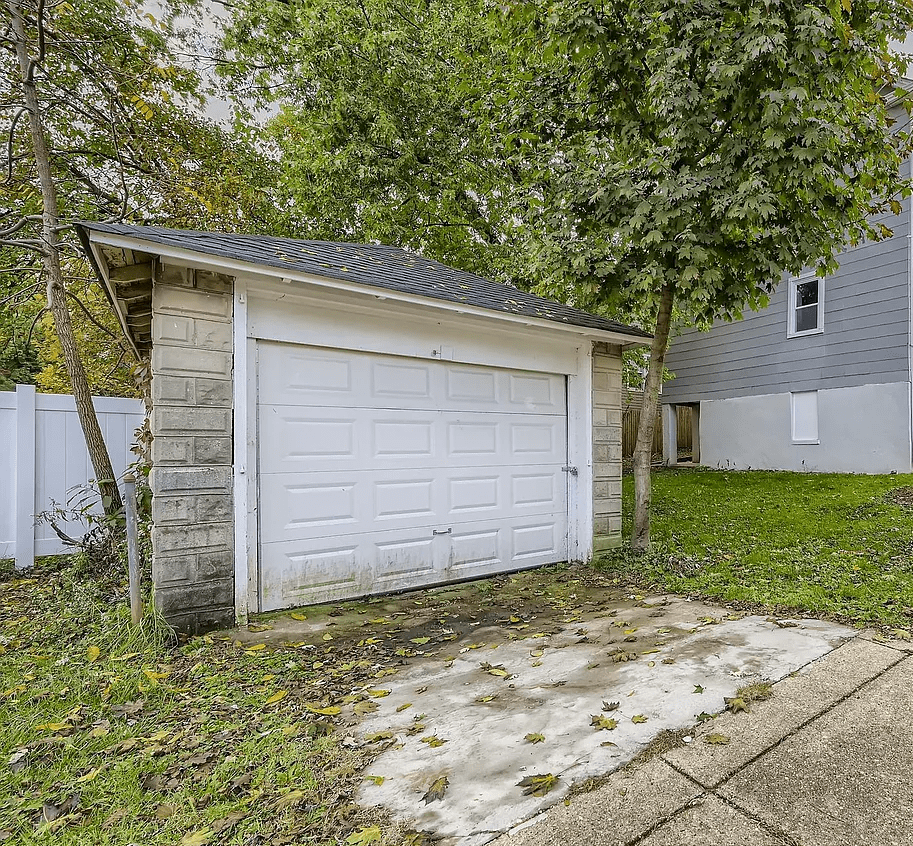 The after image front view of the garage